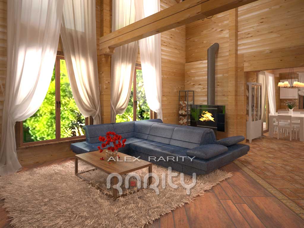 Дизайн интерьера деревянного дома д. Рахманьки 290 м2